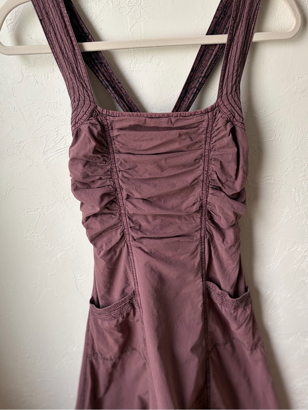 Anthropologie Pilcro Ruched Midi Dress Cross Back Mauve Purple XS - Picture 4 of 11